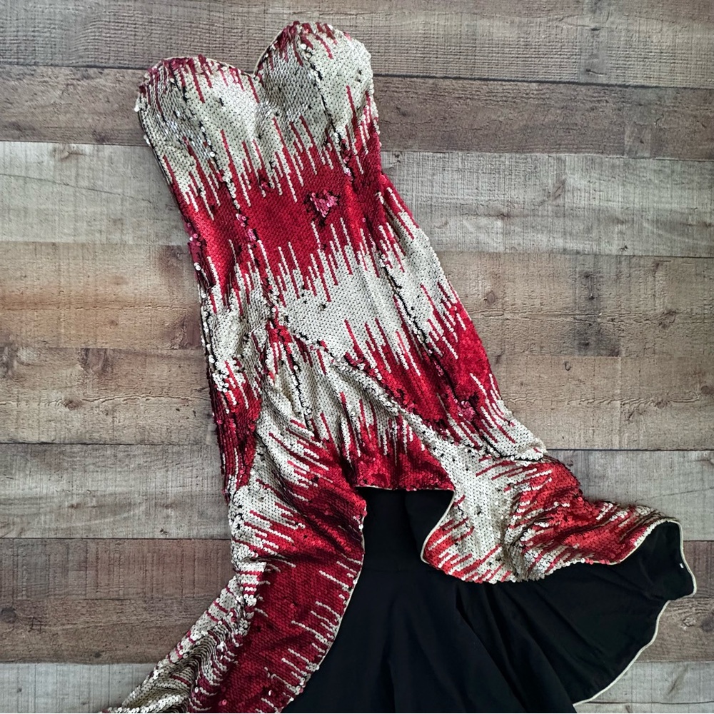 NBD Revolve Fire and Desire Metallic Red Gold Sequin Evening Dress NEW XSMALL - Picture 2 of 7